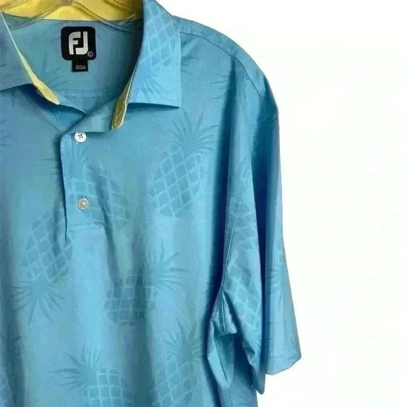 FootJoy Men's Pineapple Polo Shirt Blue Size L Limited Edition Casual - Picture 15 of 16